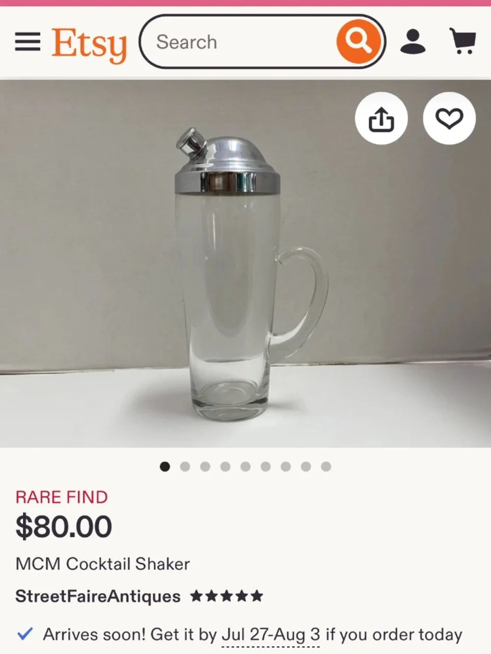 Atomic Glass Shaker bottle with brass lid.